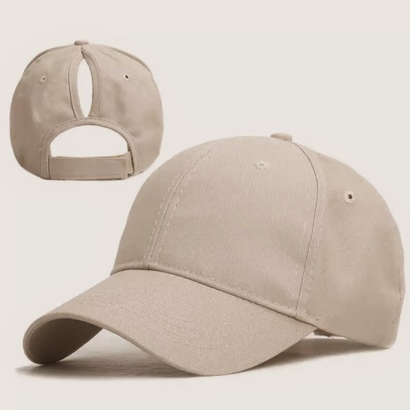 Accessories - **SOLD OUT** 💯 Cotton High Ponytail Cap in Khaki